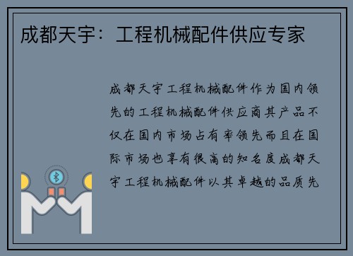成都天宇：工程机械配件供应专家